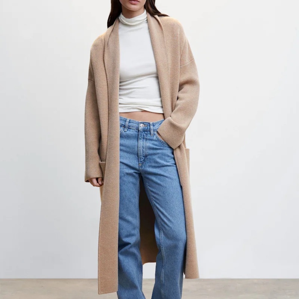 Mango Oversized Kitted Coat - Size Small